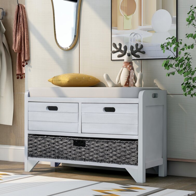 Hallway storage bench online with cushion